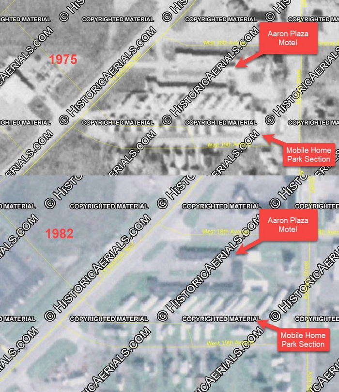 Aaron Plaza Motel (Blue Swan Inn) - Historical Aerials